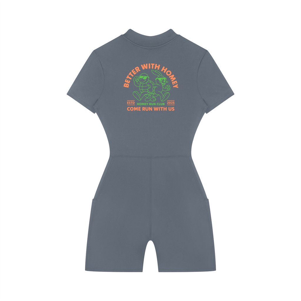 Women's Quarter-Zip Short Sleeve Romper